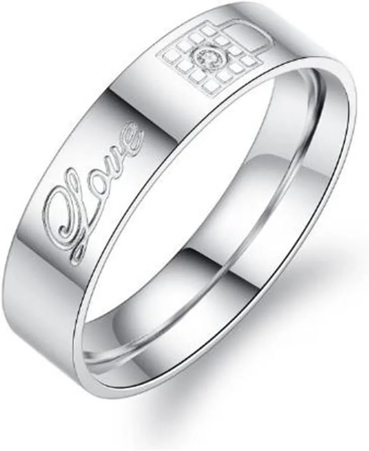 Matching His and Her Lock & Key Couple Rings Love Promise Rings Set Wedding Engagement Band for Him and Her Valentine's Day