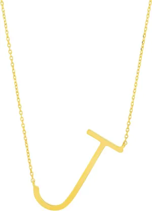 MAX   STONE Block 10k Yellow or White Gold Letter Necklace for Women | Personalized Gold Initial Necklace for Women | Real Gold Necklace with Initial Letter on an 16-18 inch Cable Chain