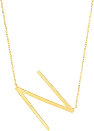 MAX   STONE Block 10k Yellow or White Gold Letter Necklace for Women | Personalized Gold Initial Necklace for Women | Real Gold Necklace with Initial Letter on an 16-18 inch Cable Chain