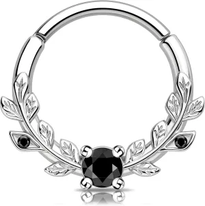Melighting 16g Vine Septum Ring Jewelry Clear CZ Stainless Steel 316L Daith Earring For Women, Septum Clicker For Men