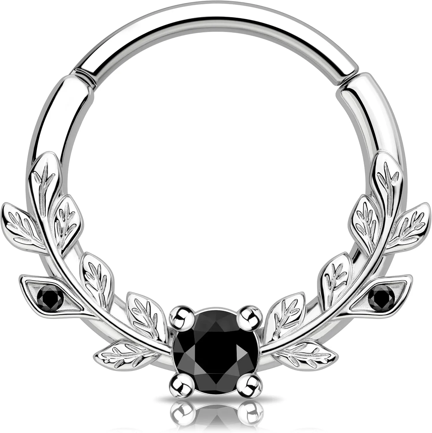 Melighting 16g Vine Septum Ring Jewelry Clear CZ Stainless Steel 316L Daith Earring For Women, Septum Clicker For Men