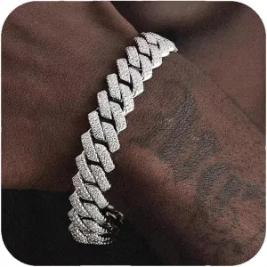Mens Cuban Link Chain Silver/Gold 8''16''18''20''22''24'' Necklace Iced Out Thick Chain For Women Bling Diamond Cut Cuban Link Chains For Men Hip Hop Jewelry