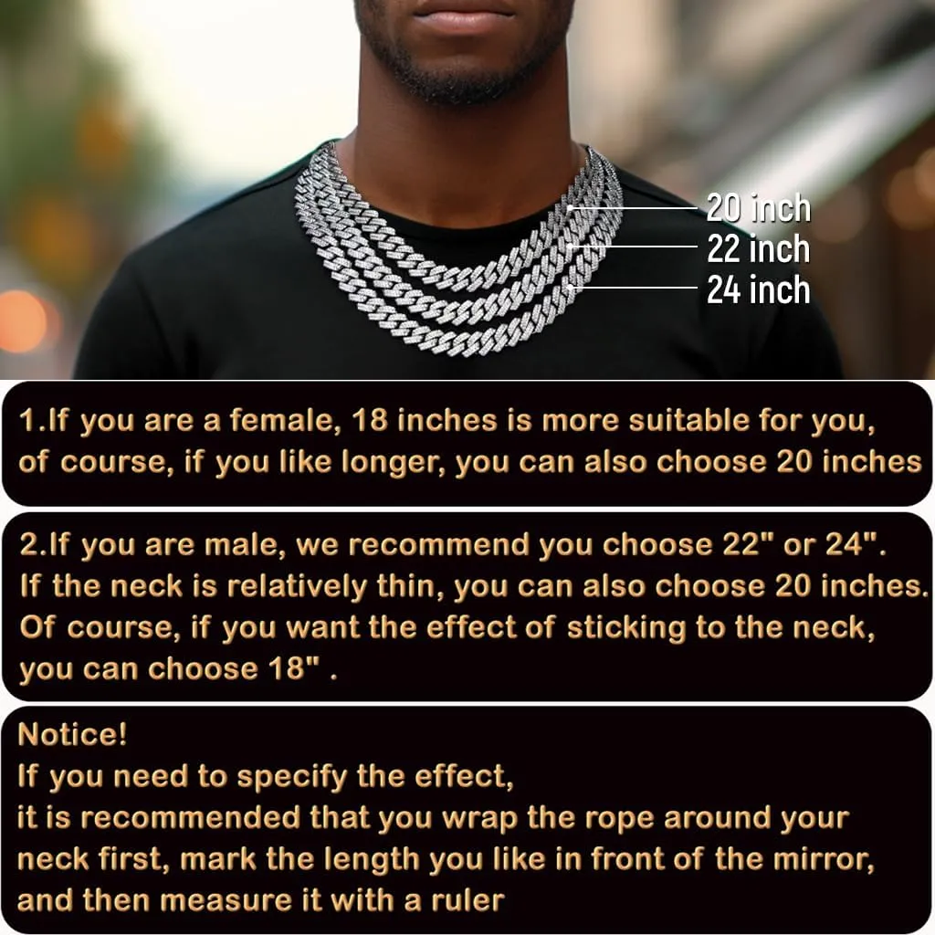 Mens Cuban Link Chain Silver/Gold 8''16''18''20''22''24'' Necklace Iced Out Thick Chain For Women Bling Diamond Cut Cuban Link Chains For Men Hip Hop Jewelry