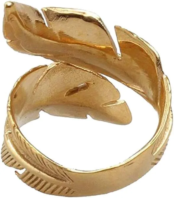 Men's Stainless Steel Vintage Silver Feather Ring