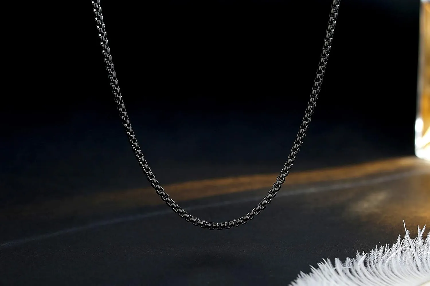 Mens Womens Stainless Steel Black Rolo Cable Chain Necklace, Wide 2/3/4/5mm