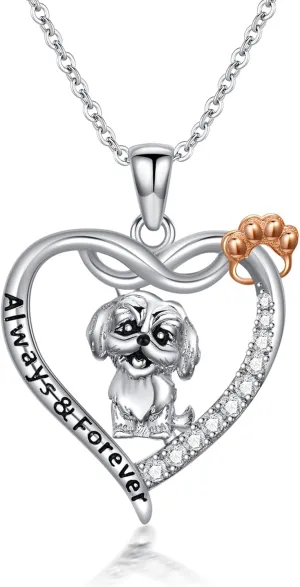 Midari Dog Necklaces Sterling Silver Cute Puppy Yorkie/Labrador/French Bulldog/Corgi/Shih Tzu Necklace for Women with Dog Jewelry Birthday Gifts for Women Friends Mom
