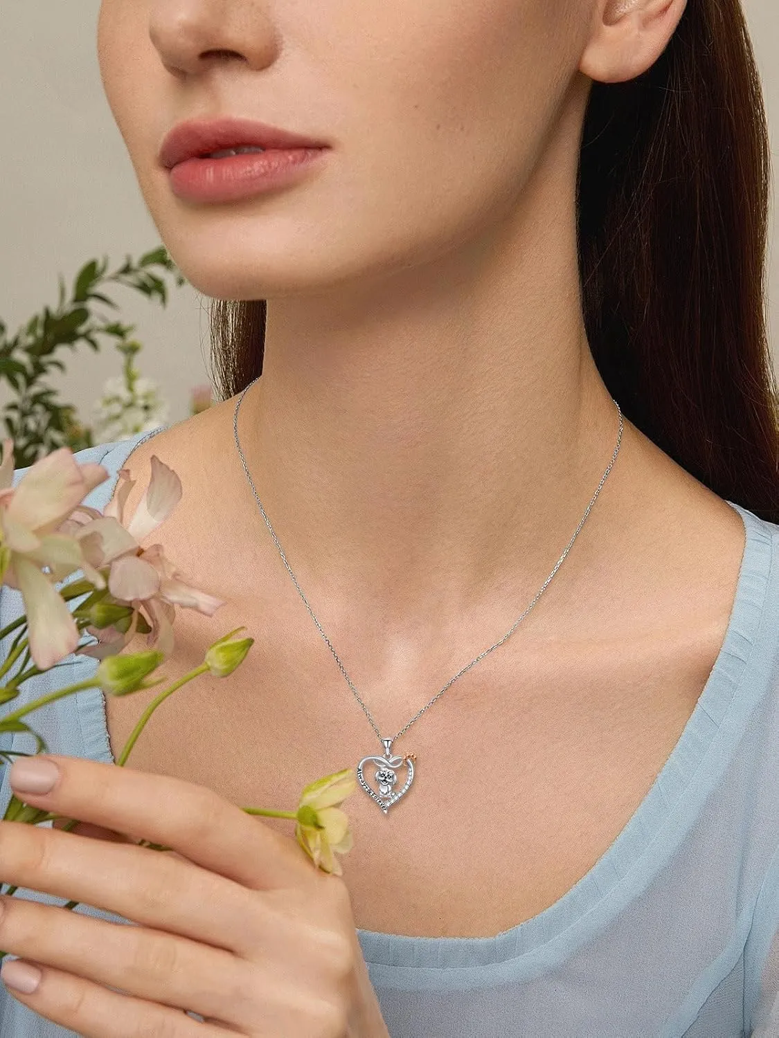 Midari Dog Necklaces Sterling Silver Cute Puppy Yorkie/Labrador/French Bulldog/Corgi/Shih Tzu Necklace for Women with Dog Jewelry Birthday Gifts for Women Friends Mom