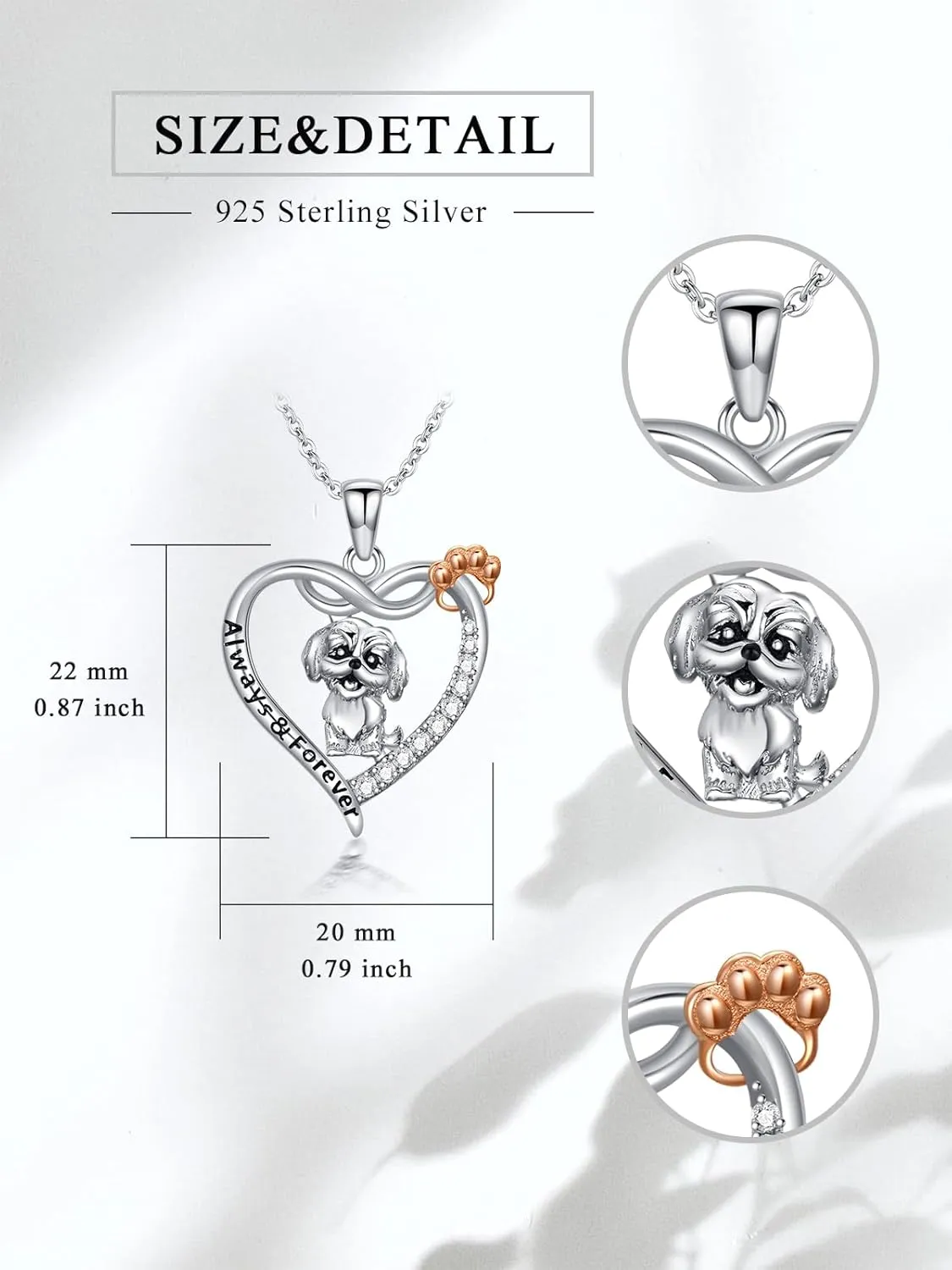 Midari Dog Necklaces Sterling Silver Cute Puppy Yorkie/Labrador/French Bulldog/Corgi/Shih Tzu Necklace for Women with Dog Jewelry Birthday Gifts for Women Friends Mom