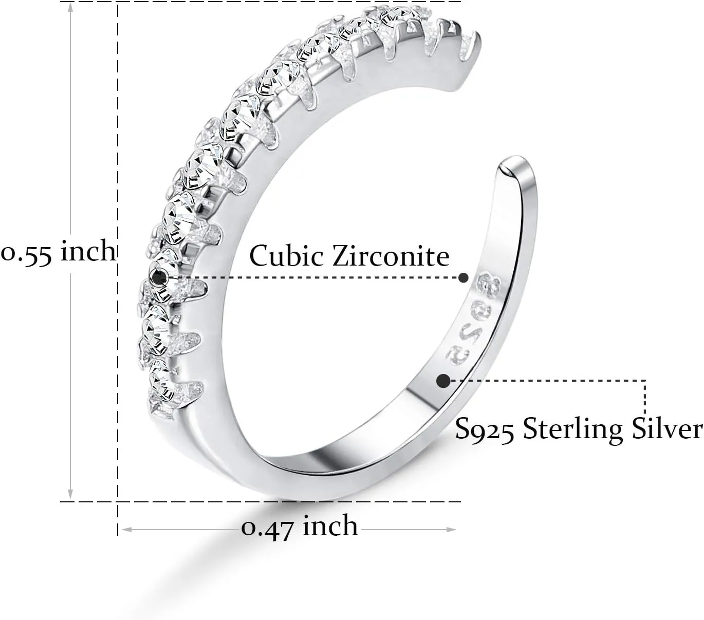 Milacolato 925 Sterling Silver CZ Pave Ear Cuffs Small Hoop Earrings for Womens Cubic Zirconia Huggie Non Piercing Earrings