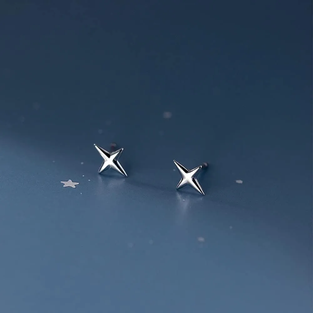Minimalist Star Real 925 Sterling Silver Little Stud Earrings for Women Teen Girls Men Personzlied Tiny Small Cartilage Tragus Simple Post Pin Hypoallergenic Pierced Ear Jewelry Gifts Birthday Her Daughter Xmas 7mm