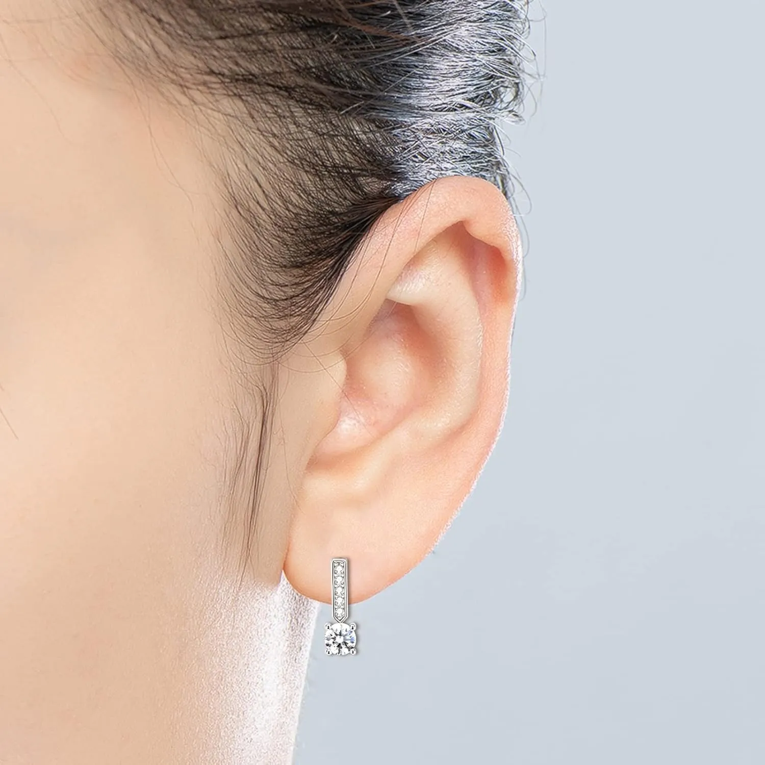 Moissanite Dangle Earrings for Women, 925 Sterling Silver Short Long Drop Earrings 1-4CT D-E Color VVS1 Moissanite Wedding Earrings for Brides Bridesmaid Jewelry Gifts