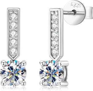 Moissanite Dangle Earrings for Women, 925 Sterling Silver Short Long Drop Earrings 1-4CT D-E Color VVS1 Moissanite Wedding Earrings for Brides Bridesmaid Jewelry Gifts