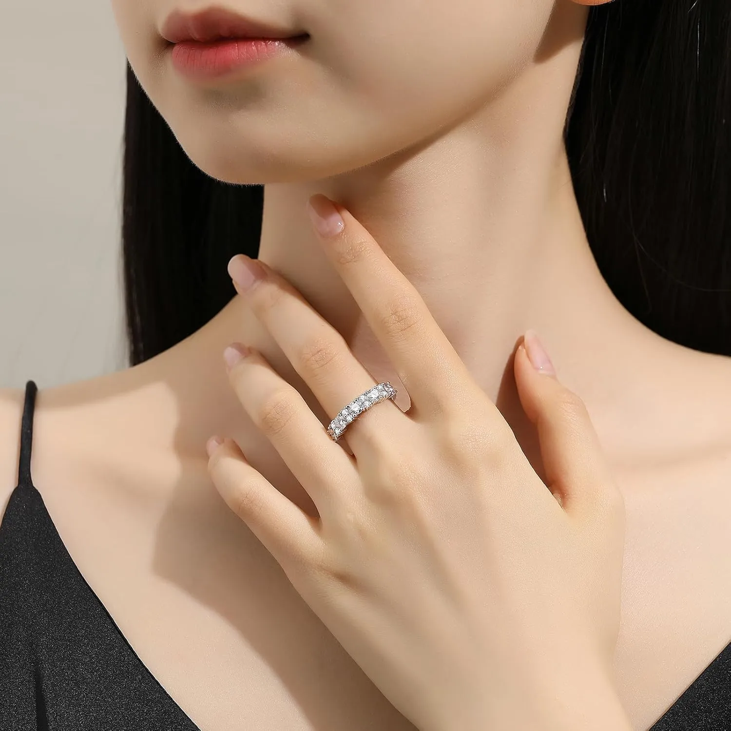 Moissanite Engagement Rings for Women D Color VVS1 Sterling Silver with 18K White Gold Plated Promise Ring Valentine Wedding Aniversary Ring