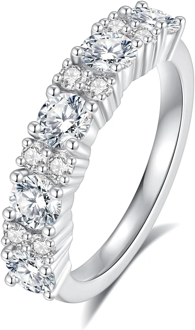 Moissanite Engagement Rings for Women D Color VVS1 Sterling Silver with 18K White Gold Plated Promise Ring Valentine Wedding Aniversary Ring
