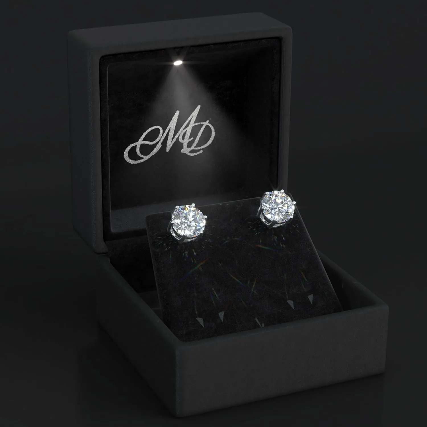 Moissanite Stud Earrings No Poke Screw Back, 4 or 6 Prong Hypoallergenic, Brilliant Round Cut, 18K White Gold-Filled Vermeil, Lab Grown D Color VVS1 Clarity, GRA Certified & Engraved, Ready to Gift