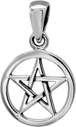 Moonlight Mysteries Small Pentacle Pendant - .925 Sterling Silver Wiccan Pagan Pentagram Jewelry