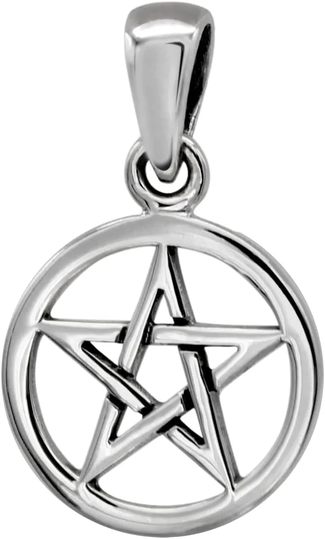 Moonlight Mysteries Small Pentacle Pendant - .925 Sterling Silver Wiccan Pagan Pentagram Jewelry