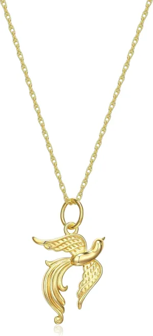 MORGAN & PAIGE .925 Sterling Silver 18k Yellow Gold Plated Openwork Rising Phoenix Pendant Gold Necklace for Women - Elegant Bird Design Sterling Silver Necklace for Women, 18 inches Cable Chain