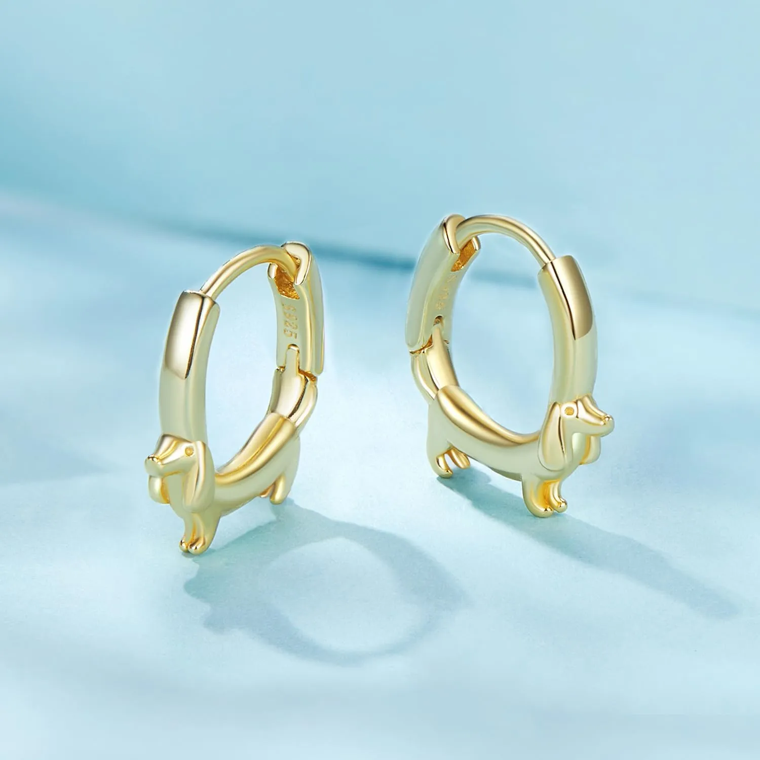 MUNDELL 925 Sterling Silver Dachshund Turtle Hoop Earrings for Women Green Zircon Eyes Snake Ear Buckles Statement Fine Jewelry