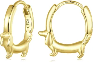 MUNDELL 925 Sterling Silver Dachshund Turtle Hoop Earrings for Women Green Zircon Eyes Snake Ear Buckles Statement Fine Jewelry
