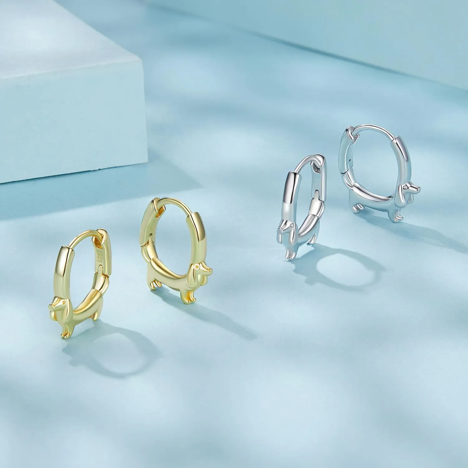 MUNDELL 925 Sterling Silver Dachshund Turtle Hoop Earrings for Women Green Zircon Eyes Snake Ear Buckles Statement Fine Jewelry