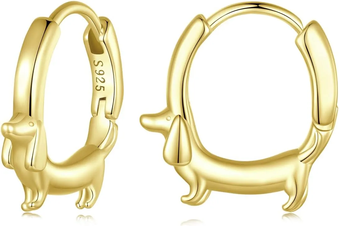 MUNDELL 925 Sterling Silver Dachshund Turtle Hoop Earrings for Women Green Zircon Eyes Snake Ear Buckles Statement Fine Jewelry