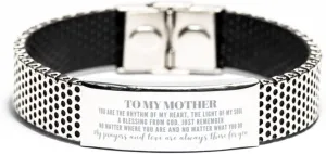 My Mother My Prayers and Love are Always There for You. Mother Stainless Steel Bracelet Gifts Mother Birthday Idea. Mother Inspirational Movitional Gifts