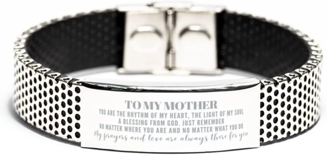 My Mother My Prayers and Love are Always There for You. Mother Stainless Steel Bracelet Gifts Mother Birthday Idea. Mother Inspirational Movitional Gifts