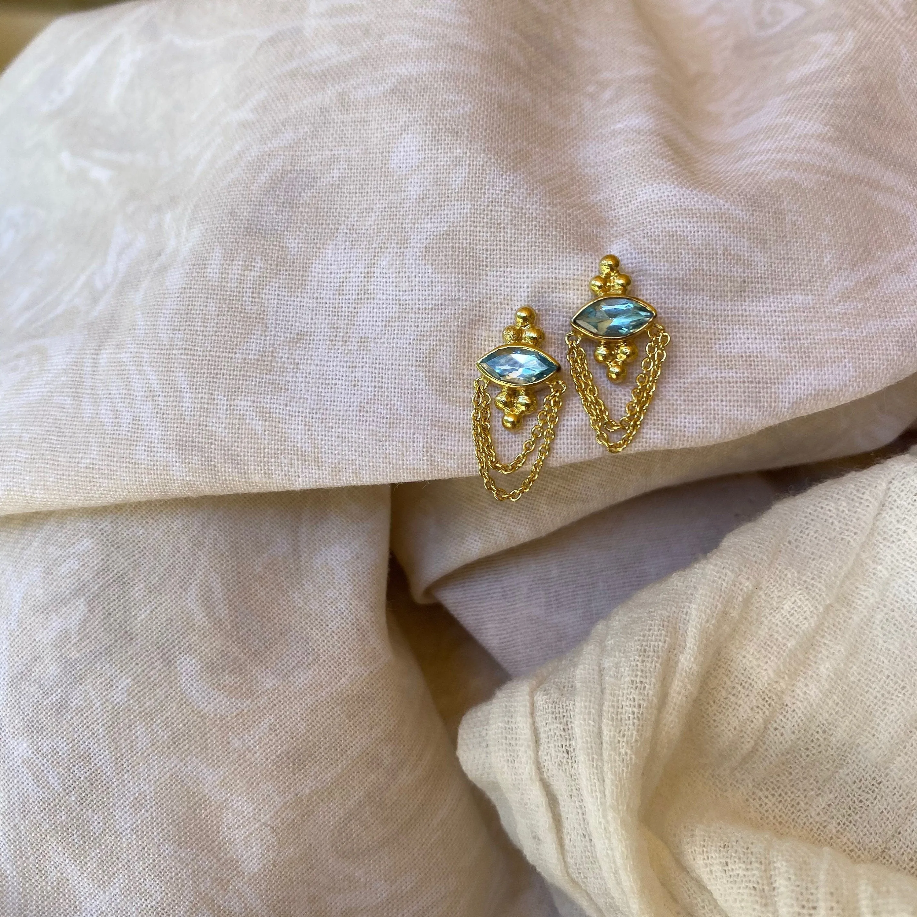 Natalia Gold Blue Topaz Earrings