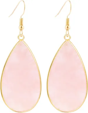Natural Crystal Healing Stone Earrings Statement Teardrop Dangle Earrings for Women