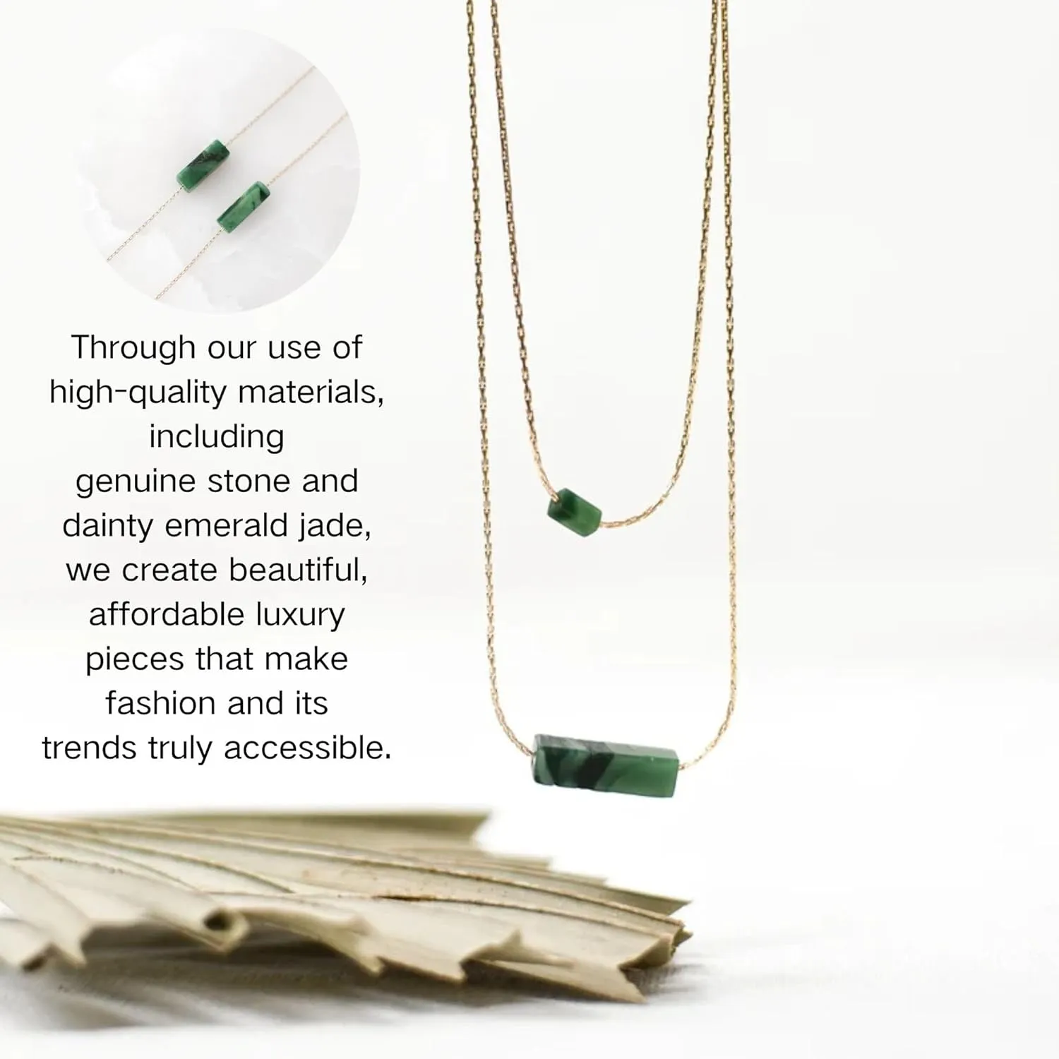 Necklaces for Women 18K Gold Plated Necklace Dainty Tiny Green Natural Stone Pendant Necklace for Women Adjustable 1mm Thin & Sturdy Chain Trendy Jewelry Birthday Christmas Valentines Day Gift
