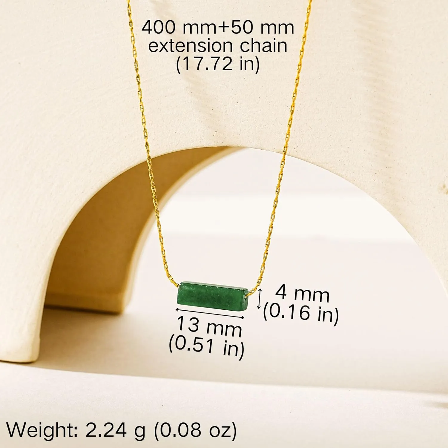 Necklaces for Women 18K Gold Plated Necklace Dainty Tiny Green Natural Stone Pendant Necklace for Women Adjustable 1mm Thin & Sturdy Chain Trendy Jewelry Birthday Christmas Valentines Day Gift