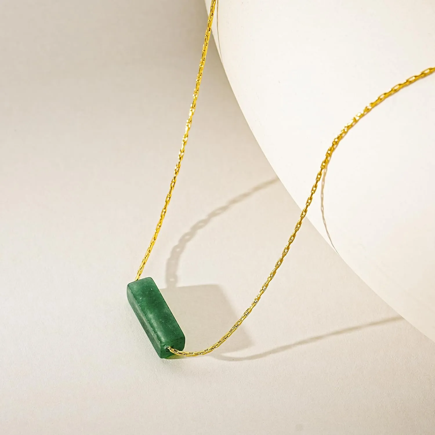 Necklaces for Women 18K Gold Plated Necklace Dainty Tiny Green Natural Stone Pendant Necklace for Women Adjustable 1mm Thin & Sturdy Chain Trendy Jewelry Birthday Christmas Valentines Day Gift