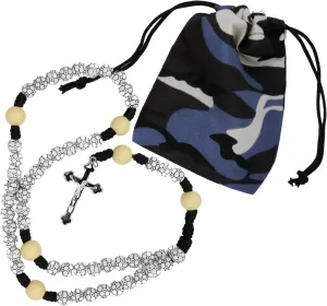 Needzo Sports Rosary with Camo Pouch, Catholic Soccer Prayer Beads, First Communion Gifts for Boys & Girls, 20 Inches