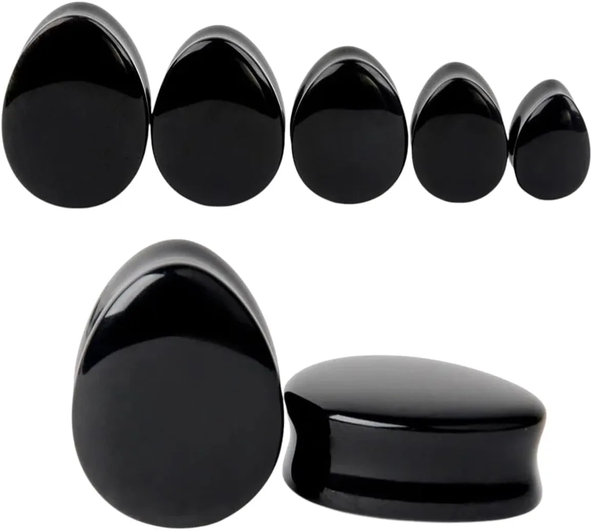 New 2025 2 Pieces Fashion Stone Teardrop Ear Plugs Tunnel Earring Gauges Ear Expanders Stretcher Plug Ear Body Piercings Ring Jewelry Gift Fashion Trendy Accessories Creative