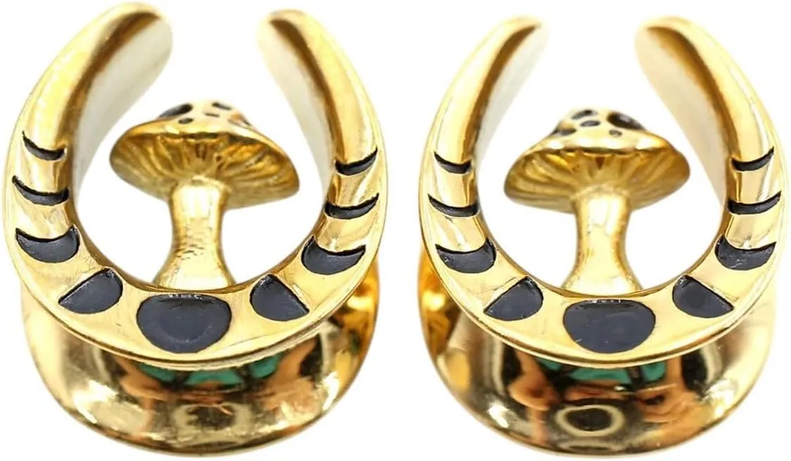New 2025 2Pcs Stainless U-Shaped Mushroom Saddle Ear Tunnels Plugs Expander Stretcher Gauges Earrings Piercing Body Jewelry Fashion Trendy Accessories Creative Gift