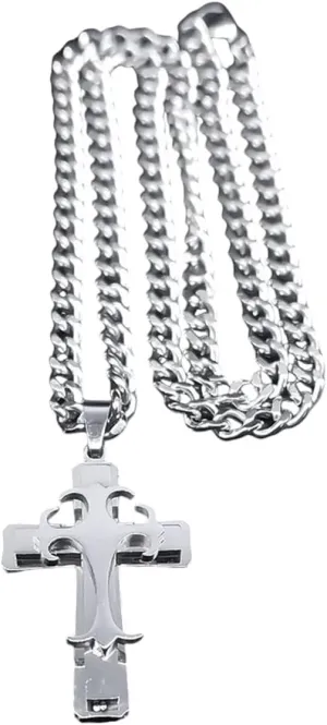New 2025 Arrival Multi-Layer Cross Stainless Steel Punk Christian Jesus Pendant Necklace Hip Hop Rock Necklaces For Men Religious Amulet With For You Accessories Trendy Creative Gift