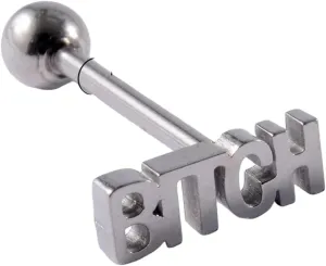 New 2025 Arrival Punk Tongue Piercing Ring Letter Shape Stainless Steel Finger Pinball Tongue Ring Steel Ball Hammer Tongue Pierced With For You Accessories Trendy Creative Gift