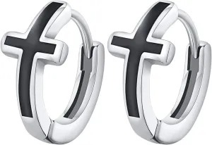 New 2025 Men Cross Hoop Earrings For Hiss, Waterproof Stainless Round Earring Christian Faith Religious Jewelry Fashion Trendy Accessories Creative Gift