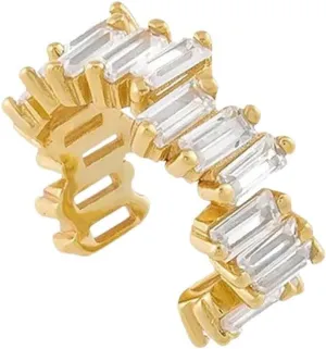 New 2025 Unisex 1Pc Pave Color Crystal Ear Cuff Gold Metal Clip For Women Adjustable C Shape Without Piercing Earring Fashion Jewelry Trendy Accessories Creative Gift For Women And Men