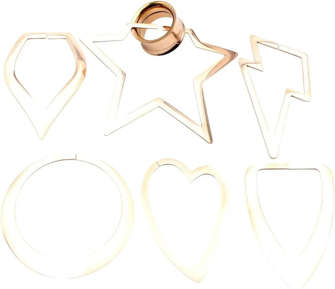 New 2025 Unisex 1Pc Stainless Steel Diy Heart Star Round Ear Tunnels Plugs Expander Stretcher Gauge Earring Piercing Body Jewelry Findings Fashion Trendy Accessories Creative Gift For Women And Men