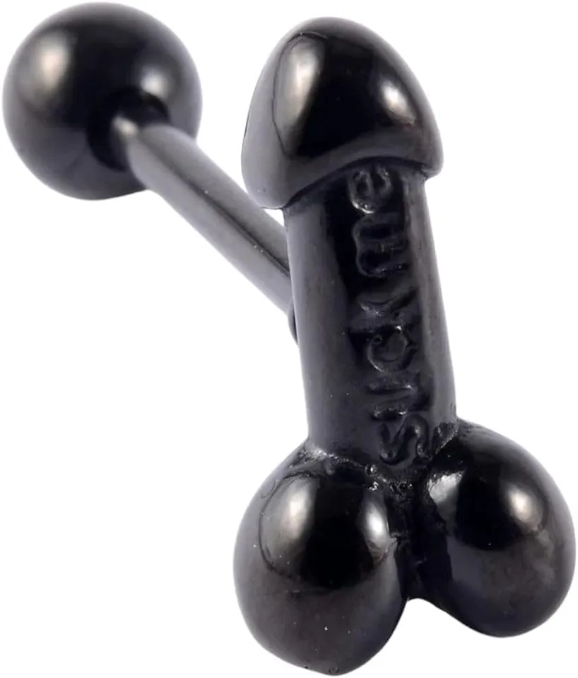 New 2025 Unisex 1Pc Stainless Steel Tongue Rings Middle Finger Barbell 16Mm Slave Ring Piercing Forbidden Body Decoration Jewelry Luxury Accessories Trendy Best For Gift For Women And Men