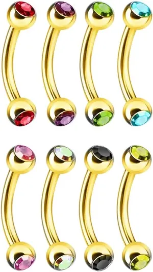 New 2025 Unisex 2/5/10Pc Stainless Steel Crystal Eyebrow Piercing Lot Tongue Snake Eyes Bulk Ring Mixed Bite Jewelry Findings Fashion Trendy Accessories Creative Gift For Women And Men