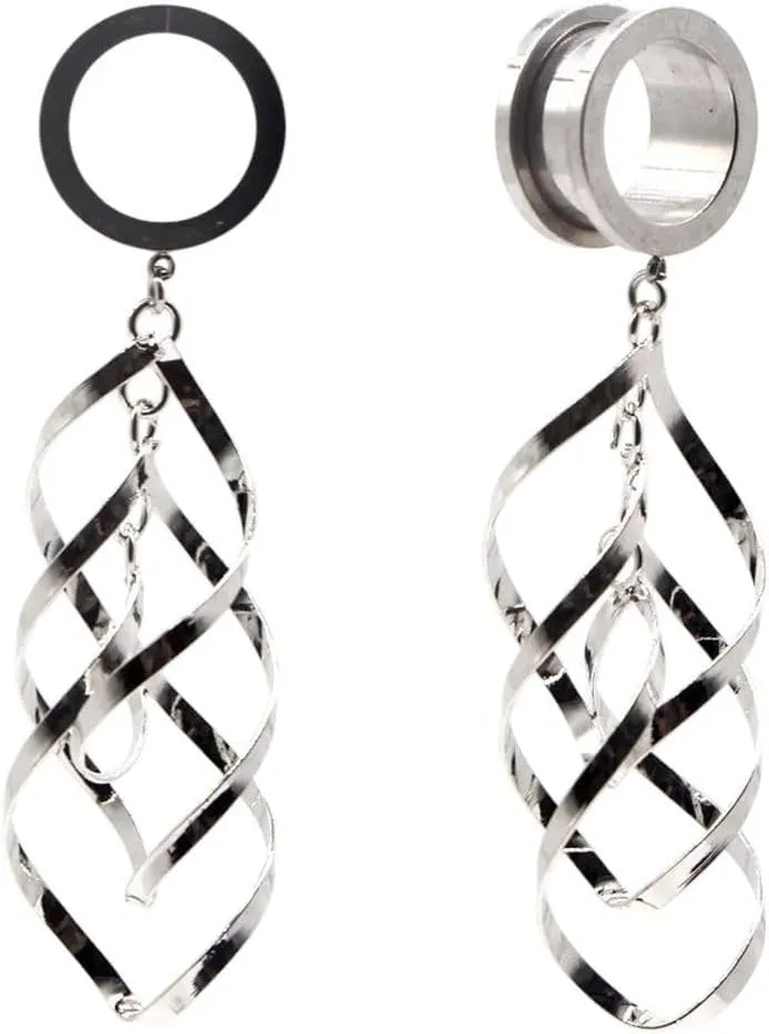 New 2025 Unisex 2Pcs 6-25Mm Stainless Steel Ear Plugs And Tunnels Dangle Piercing Expansion Stretched Flesh Body Jewelry Findings Fashion Trendy Accessories Creative Gift For Women And Men