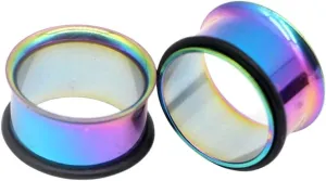 New 2025 Unisex 2Pcs Surgical Steel Single Flare Flesh Hollow Tunnel Ear Plugs Expander Stretchers Earring Gauges Body Piercing Jewelry Fashion Trendy Accessories Creative Gift For Women And Men