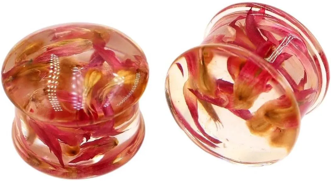New 2025 Unisex 2Pcs Transparent Acrylic Flower Leaf Snowflake Ear Gauges Tunnel Plug Stretcher Expander Piercing Body Jewelry Fashion Trendy Accessories Creative Gift For Women And Men