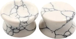 New 2025 Unisex 2Pcs Women Men Concave Natural Stones Ear Tunnels Plug Flesh Expander Stretcher Gauges Earrings Body Piercing Jewelry Fashion Trendy Accessories Creative Gift For Women And Men
