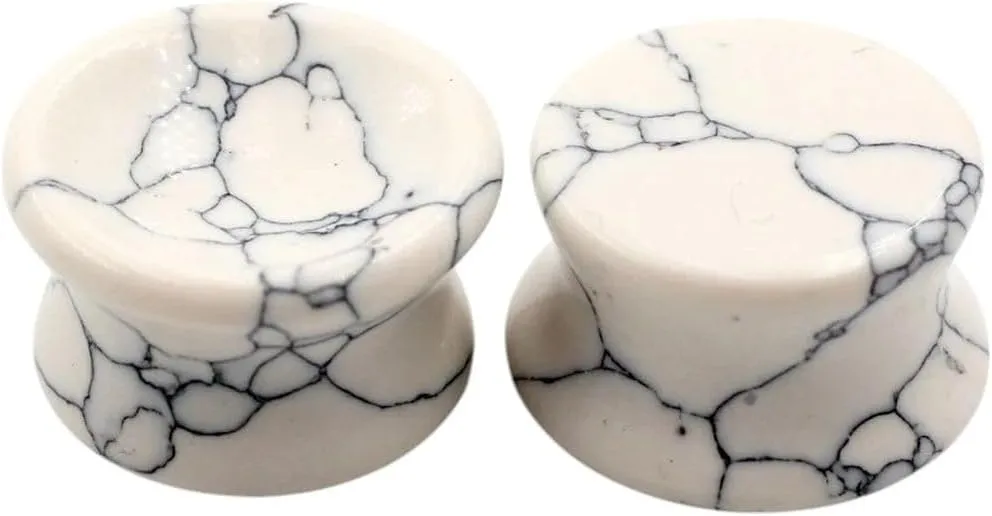 New 2025 Unisex 2Pcs Women Men Concave Natural Stones Ear Tunnels Plug Flesh Expander Stretcher Gauges Earrings Body Piercing Jewelry Fashion Trendy Accessories Creative Gift For Women And Men