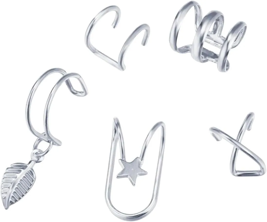 New 2025 Unisex Ear Cuffs Leaf Star Clip Ring Earrings For Women No Piercing Cartilage Earring Studs Stud Set Cuff Jewelry Fashion Trendy Accessories Creative Gift For Women And Men