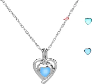 New 2025 Unisex Glow In The Dark Locket Necklace For Women Skull Heart Mermaid Cross Tortoise Glowing Beads Cage Pendant Fashion Decoration Jewelry Luxury With You Accessories Trendy And Men
